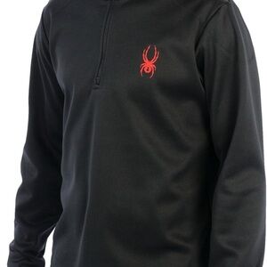 SPYDER Black Fleece‎ Lined Pullover 1/4 Zip Mens Size S